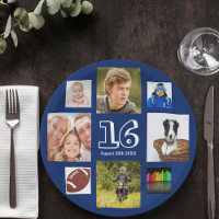 16th birthday photo collage navy blue boy