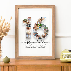 16th Birthday Photo Collage Poster