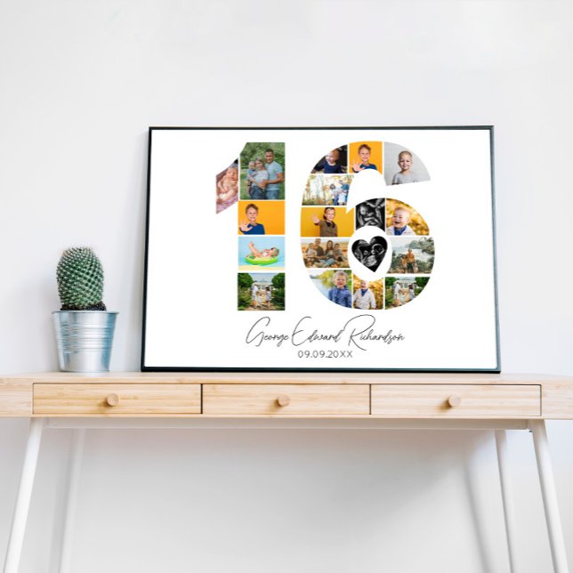 16th Birthday Photo Collage Poster Keepsake (Creator Uploaded)