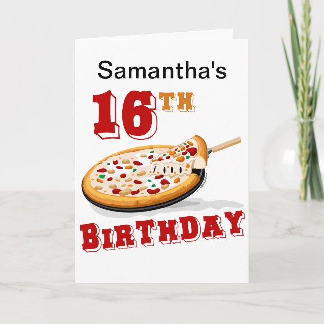 16th Birthday Pizza Party Card (Front)