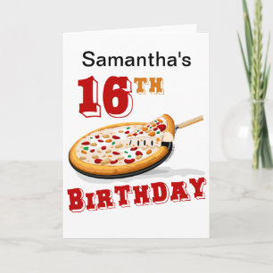16th Birthday Pizza Party Card