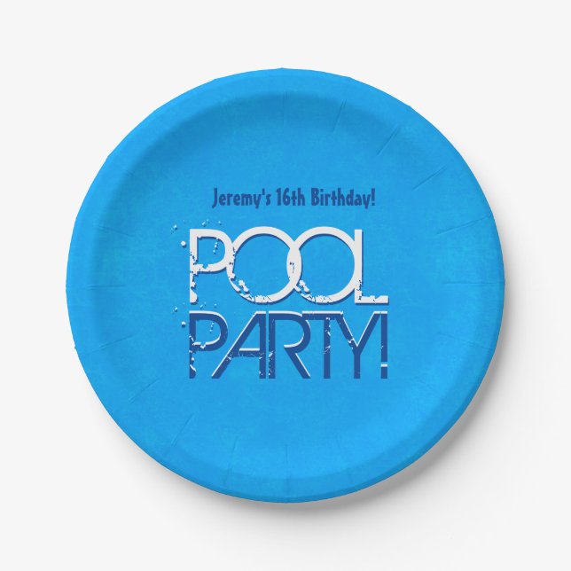 16th Birthday Pool Party Save the Date P04Z Paper Plate