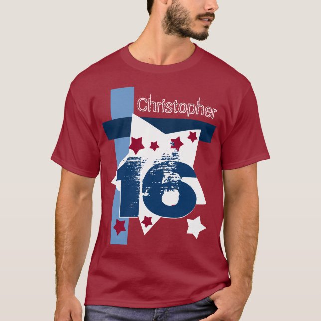 16th BIRTHDAY RED WHITE BLUE Custom Year V11BE T-Shirt (Front)