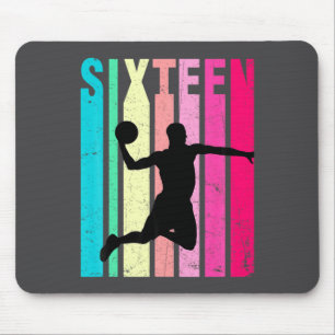 16th Birthday Retro Basketball Lovers 16 Years Old Mouse Pad