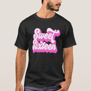 16Th Birthday Retro Vintage Hot Pink Girl Sweet Si T-Shirt