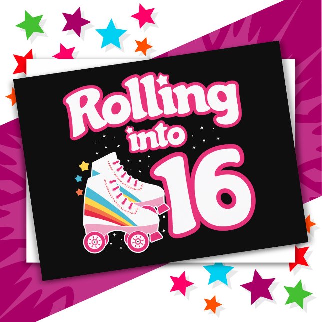 16th Birthday Roller Skating 16 Years Old Skate Postcard (Creator Uploaded)