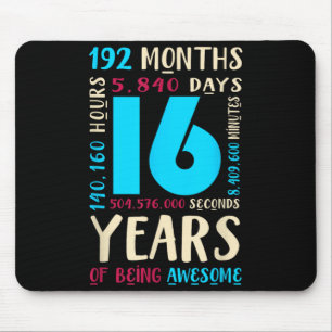 16th Birthday Shirt Kids Gift 16 Year Old Boys Mouse Pad