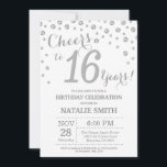 16th Birthday Silver Glitter Diamond Invitation<br><div class="desc">16th Birthday Invitation with Silver Glitter Diamond Background. Silver Confetti. Kids Birthday. Boy or Girl Teen Lady Teenage Birthday. For further customisation,  please click the "Customise it" button and use our design tool to modify this template.</div>