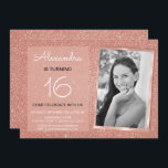 16th Birthday Sparkle Rose Gold Blush Pink Photo Invitation<br><div class="desc">Girl's 16th Birthday Party Elegant Faux Sparkle and Glitter Rose Gold or Blush Pink Birthday Invitations are perfect for a Rose Gold or Blush Pink Birthday Party. These Photo or Picture Invitations are perfect for a Sixteenth Birthday Party. You can update the invitation card to include your own Black and...</div>