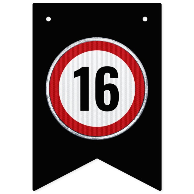 16th Birthday Speed Limit Bunting (First Flag)