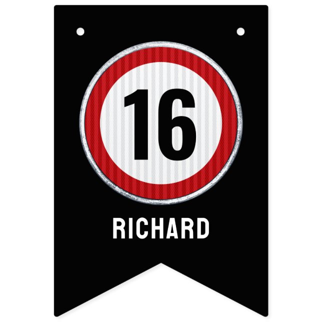 16th Birthday Speed Limit  Bunting (Second Flag)