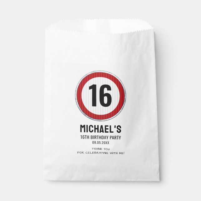 16th Birthday Speed Limit Favour Bags (Front)