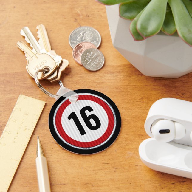 16th Birthday Speed Limit Key Ring (Desk)