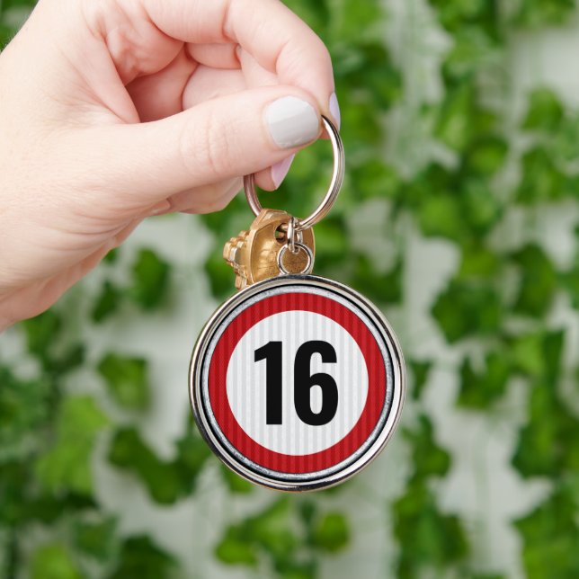 16th Birthday Speed Limit Key Ring (Hand)