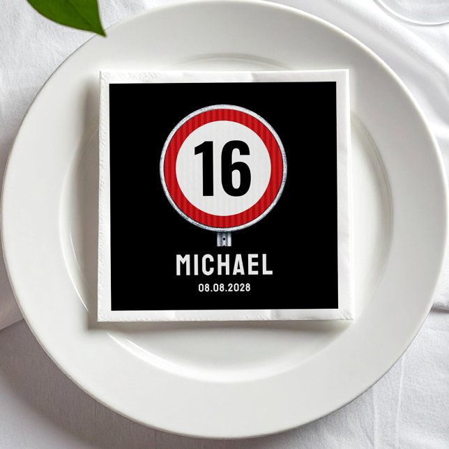 16th Birthday Speed Limit  Napkin (Creator Uploaded)