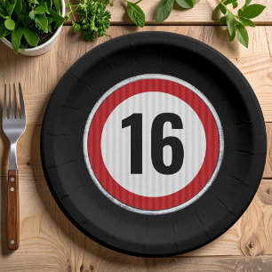 16th Birthday Speed Limit  Paper Plate