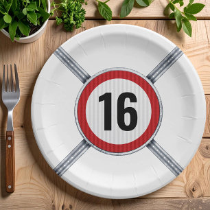 16th Birthday Speed Limit Paper Plate