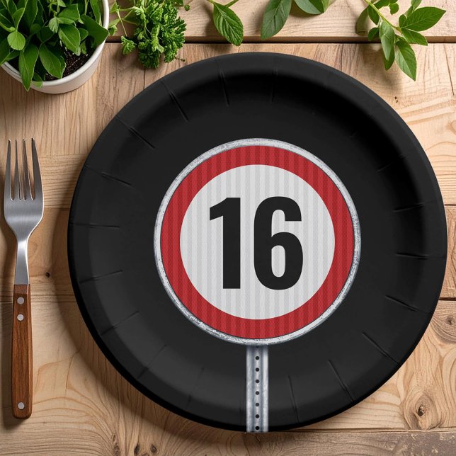 16th Birthday Speed Limit  Paper Plate (Creator Uploaded)