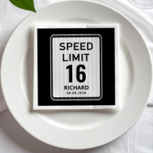 16th Birthday Speed Limit Sign - ANY AGE Napkins