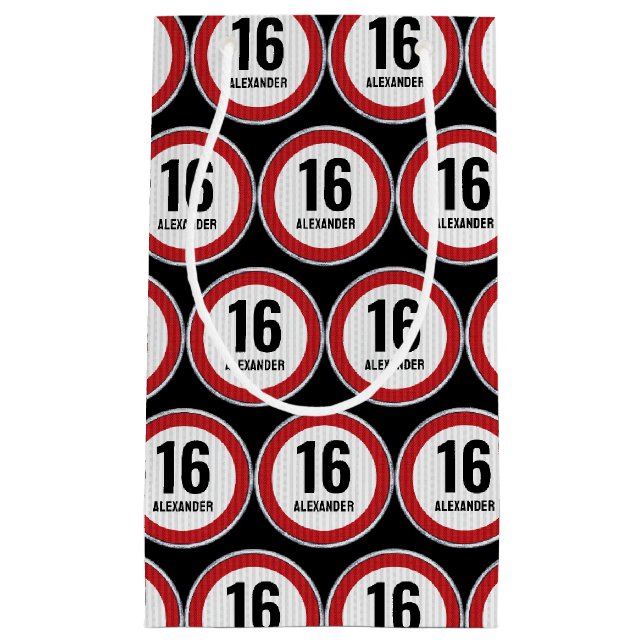 16th Birthday Speed Limit Small Gift Bag (Front)