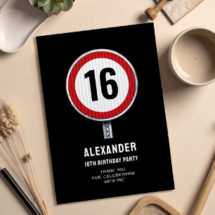 16th Birthday Speed Limit Thank You Card