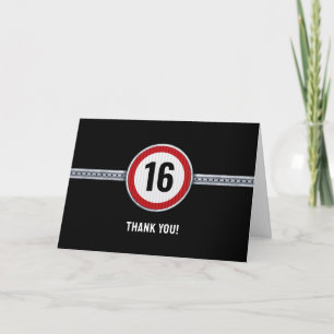 16th Birthday Speed Limit Thank You Card