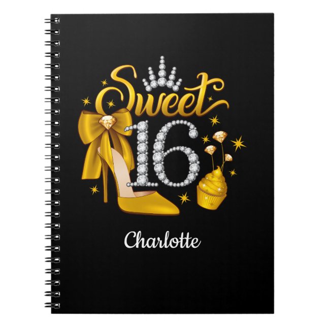 16th Birthday. Sweet 16 girl’s Notebook (Front)