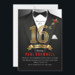 16th Birthday Sweet 16 Tuxedo  Invitation<br><div class="desc">Tuxedo invitation,  Tuxedo birthday invitation,  black tie invitation,  secret,  spy,  elegant,  men,  bow tie,  16th birthday invitation,  suit,  agent,  sweet 16</div>