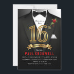 16th Birthday Sweet 16 Tuxedo  Invitation<br><div class="desc">Tuxedo invitation,  Tuxedo birthday invitation,  black tie invitation,  secret,  spy,  elegant,  men,  bow tie,  16th birthday invitation,  suit,  agent,  sweet 16</div>