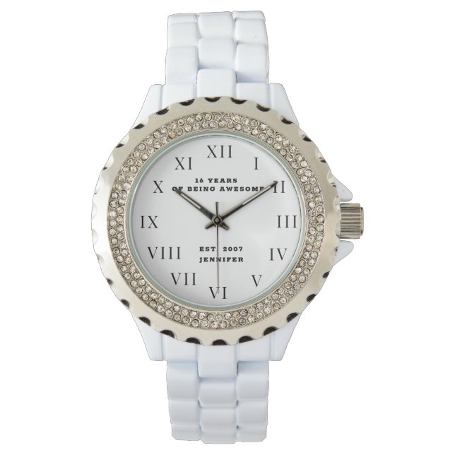 16th Birthday Sweet Sixteen Funny Silver Girl Watch (Front)