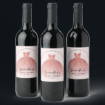 16th Birthday Sweet Sixteen Script Birthday Custom Wine Label<br><div class="desc">Featuring a pretty blush pink dress with modern script,  this birthday Wine Label is perfect for any milestone party. Easily replace the name and party details by clicking the "Personalise" button.</div>