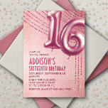 16th Birthday Teen Girl Rose Gold Invitation<br><div class="desc">A birthday design that cuts straight to the celebration-no messing around. Featuring bold numbers styled to look like foil balloons with sparkling confetti all around, this design brings instant party vibes. The rose gold colour scheme and art deco text elevate the design, adding a feminine, sophisticated touch. Perfect for that...</div>