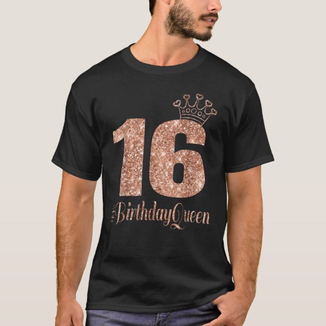 16th Birthday Teen Sweet Sixteen 16 Rose Coloured  T-Shirt (Front)