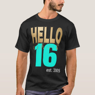 16th Birthday Teen Sweet Sixteen 16 Turquoise Hel T-Shirt