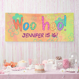 16th Birthday WooHoo Name Personalised Banner