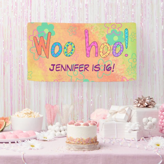 16th Birthday WooHoo Name Personalised Banner (Party)