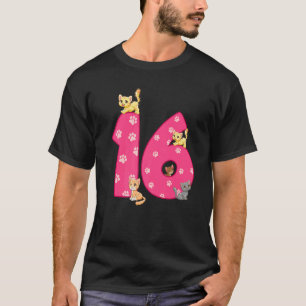16th Cat Birthday Celebrant 16 Year Old Kitten Bda T-Shirt