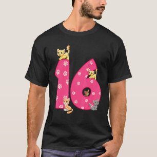 16th Cat Birthday Celebrant 16 Year Old Kitten Bda T-Shirt