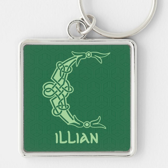 16th Century Celtic Knot Decorative Capital C Key Ring (Front)