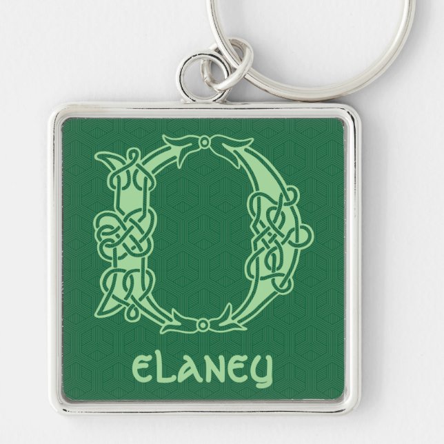 16th Century Celtic Knot Decorative Capital D Key Ring (Front)