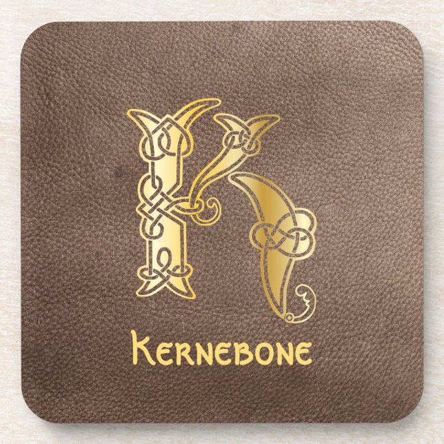 16th Century Celtic Knot Decorative Capital K  Coaster (Front)