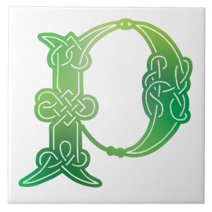 16th Century Celtic Knot Decorative Capital P Tile