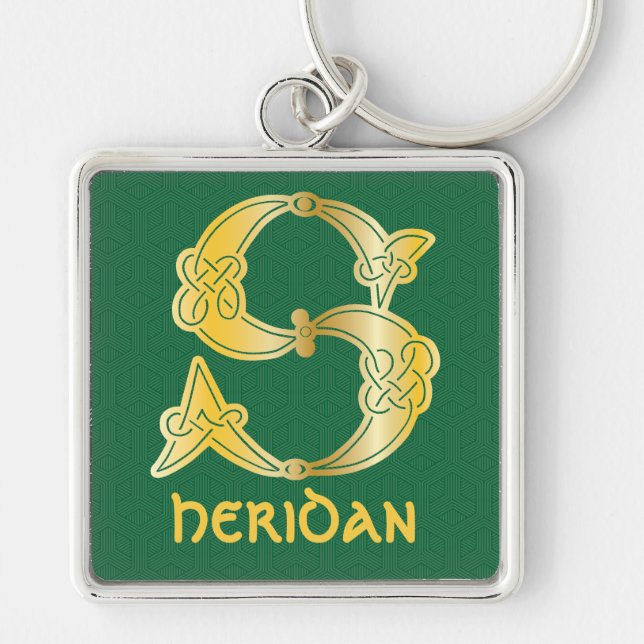 16th Century Celtic Knot Decorative Capital S Key Ring (Front)