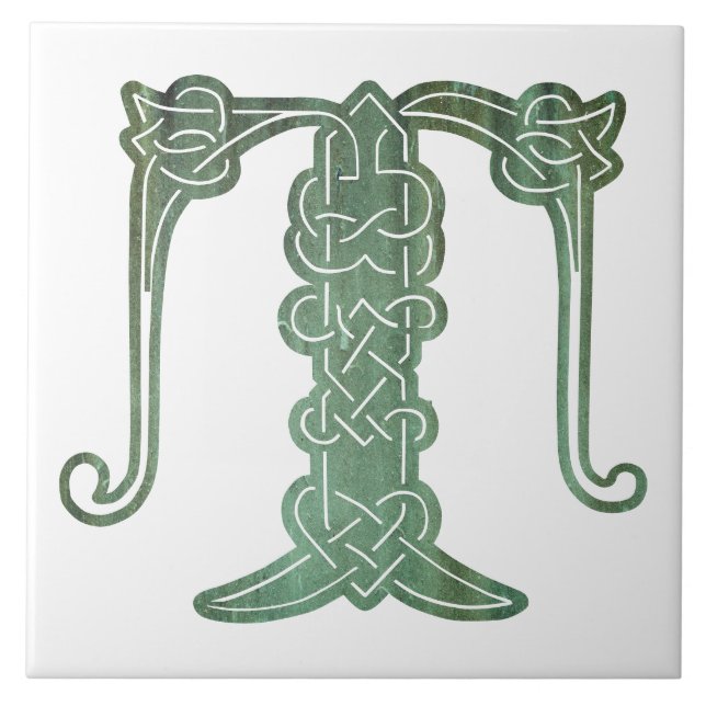 16th Century Celtic Knot Decorative Capital T Tile (Front)