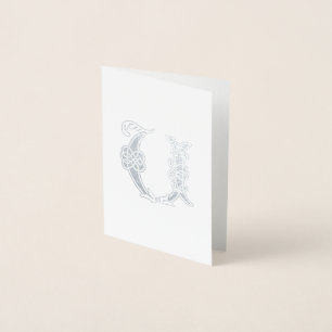 16th Century Celtic Knot Decorative Capital U Foil Card