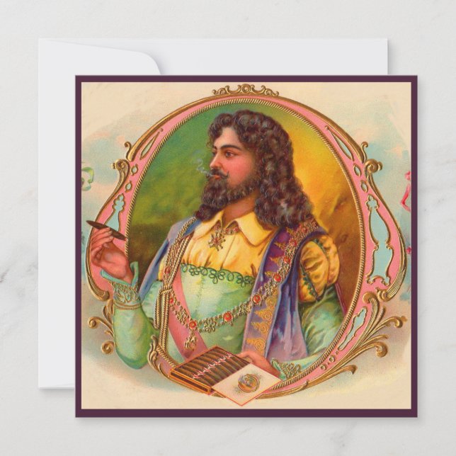 16th century cigar smoker cigar box label card (Front)