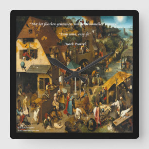 16th Century Dutch Art & Proverb Wall Clock