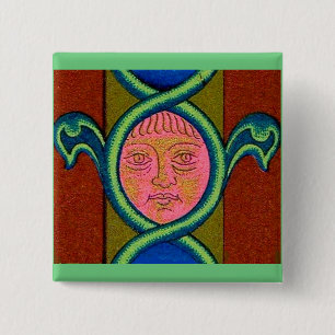 16th century found face 15 cm square badge