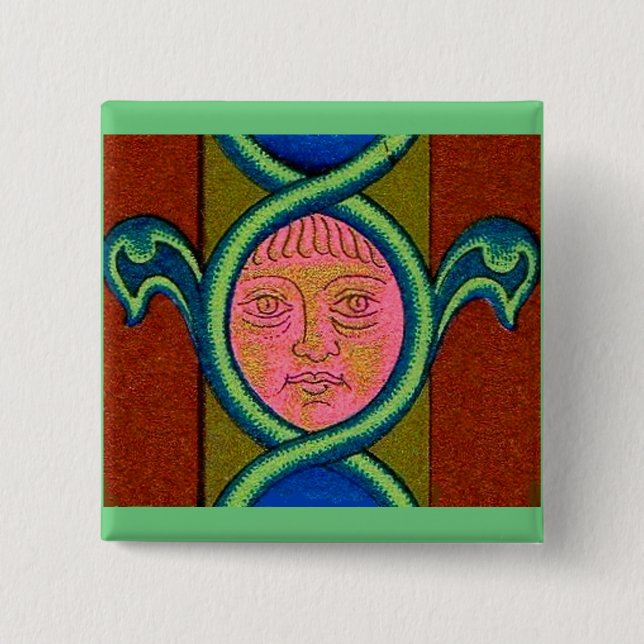 16th century found face 15 cm square badge (Front)