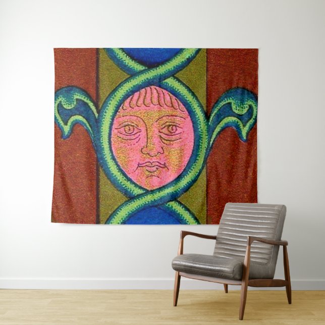 16th century found face print tapestry (In Situ (Horizontal))